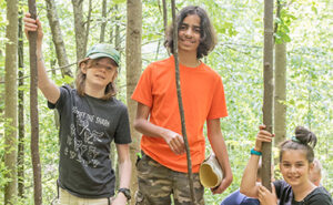 Homeschool kids enjoying the outdoors at forest school in Leicester NC forest