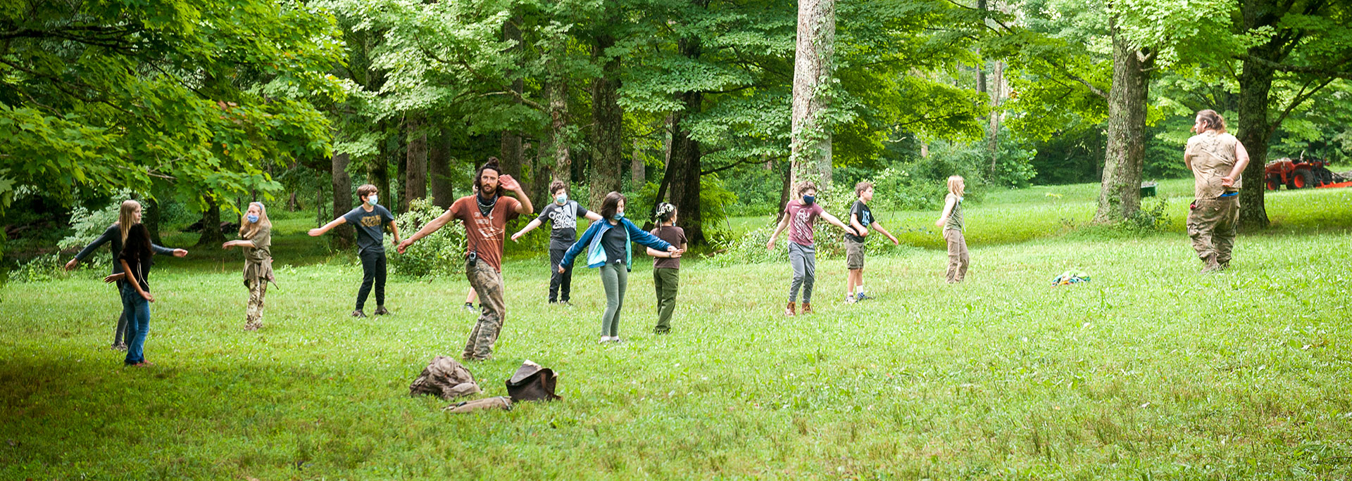 Homeschoolers at nature camp learn "Jedi" skills with martial arts and meditation training