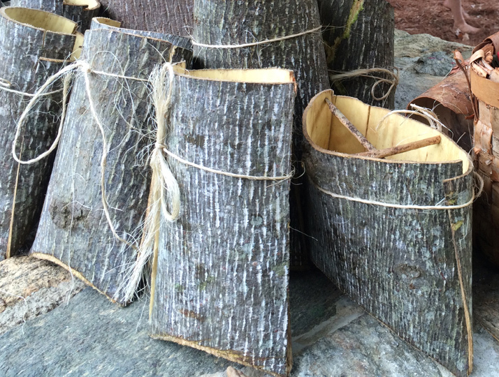 Poplar bark baskets made by campers at Asheville summer camp